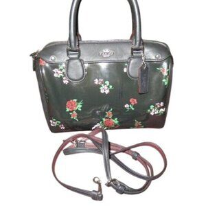 Coach 2017 Black Floral Leather Rowan Crossbody Mini Bennet Crossbody with COA